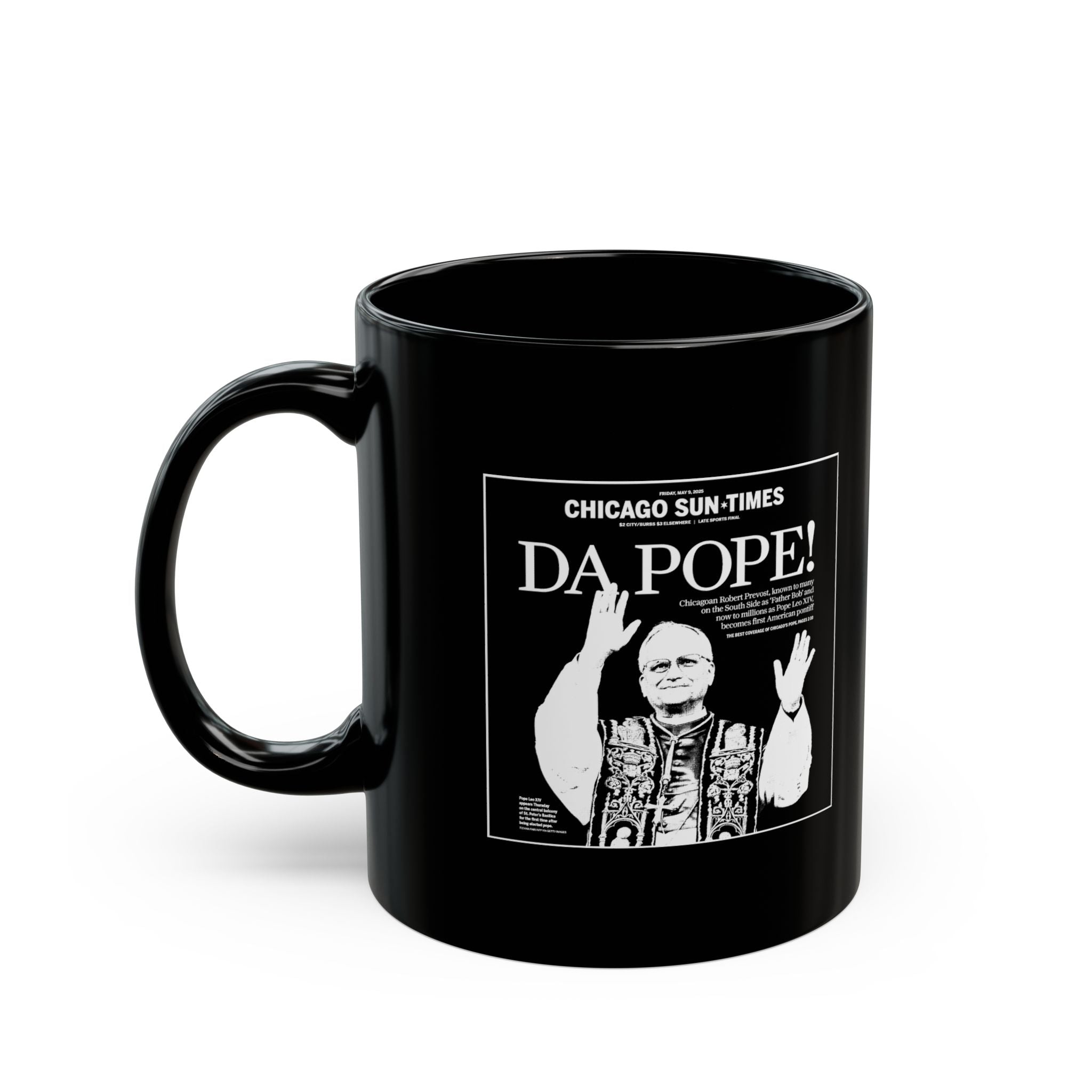 Da Pope! Front Page Mug (Black + White)