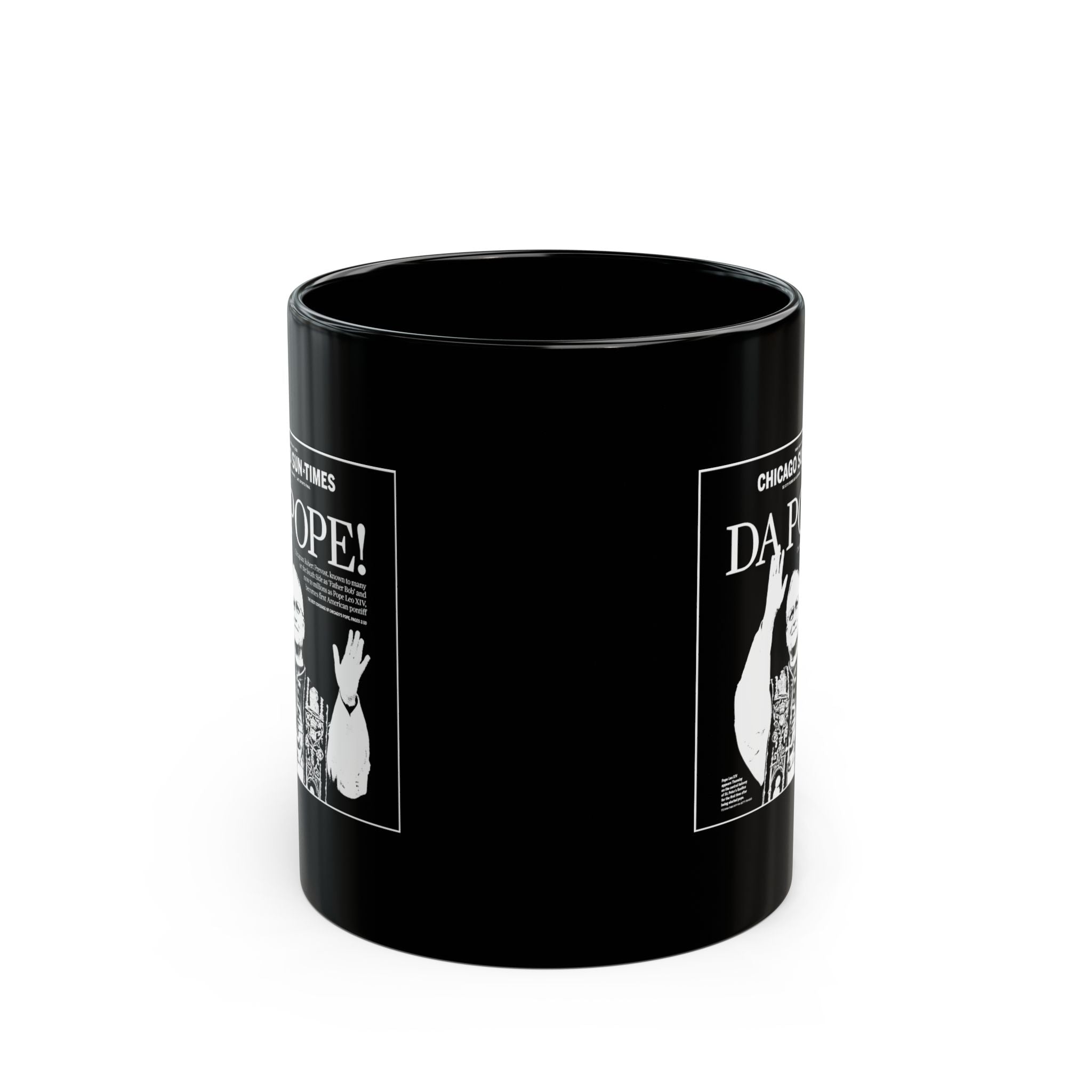 Da Pope! Front Page Mug (Black + White)
