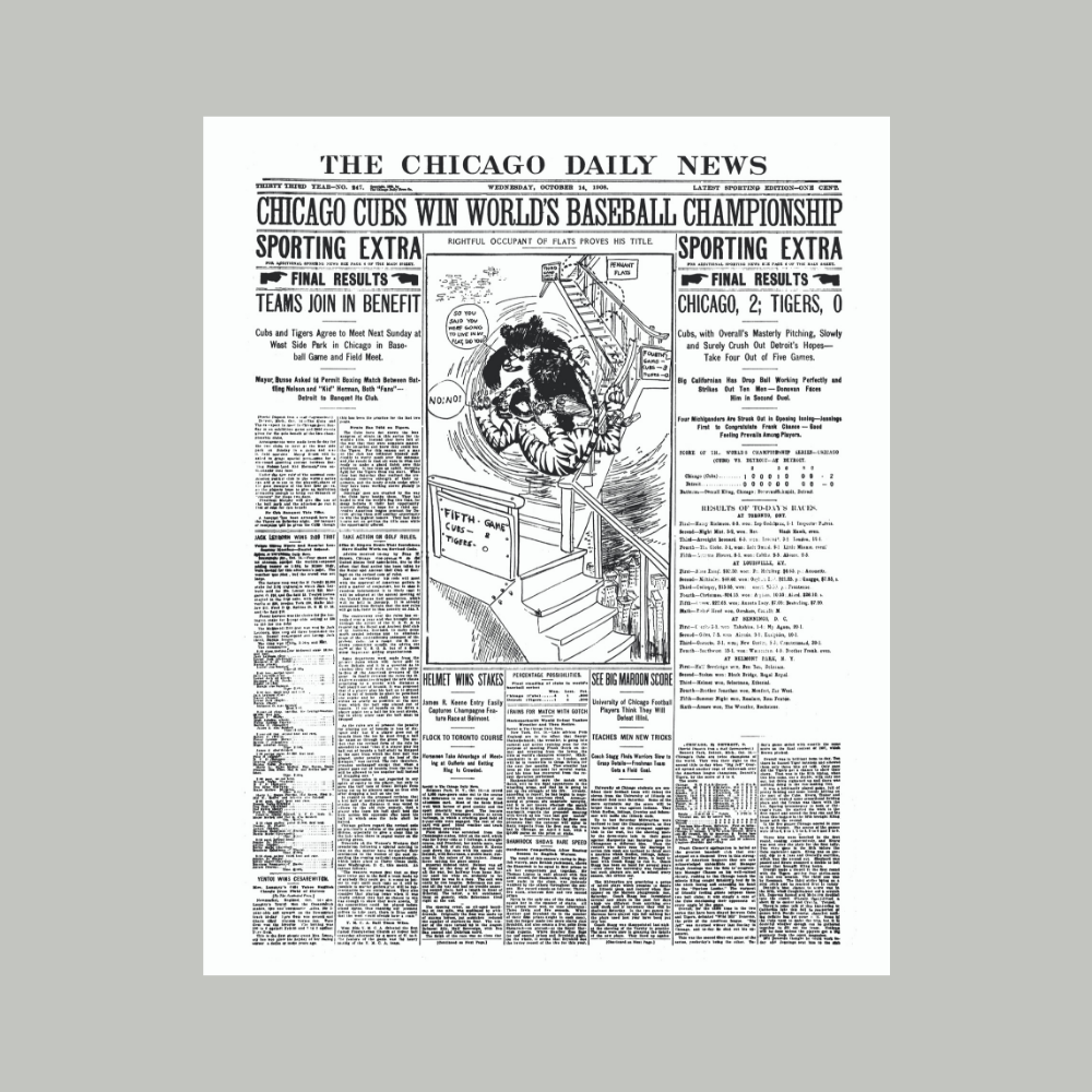Chicago Sun-Times 1908 World Series Cover Poster